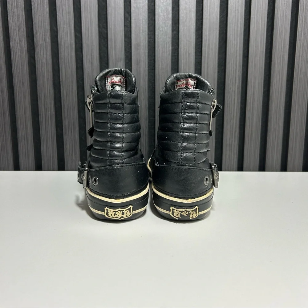 Ash black leather buckle zipper high top - Picture 4 of 8